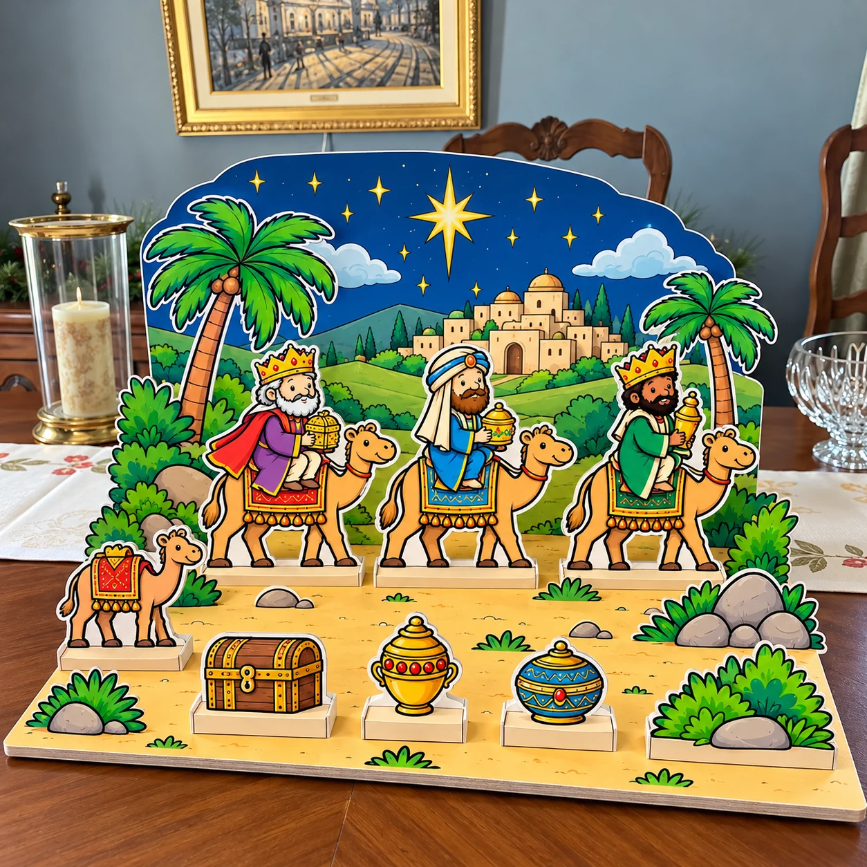 Cenário de papel montado do caminho dos magos